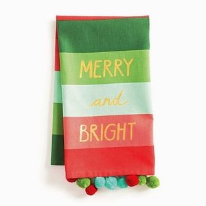 NWOT Paper Source Merry and Bright Pom Pom Tea Towel